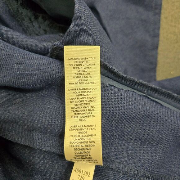 Chico's Women 1 US M Dark Blue Silver Zip Lace Moto Notched Collared Open Blazer - Picture 9 of 12